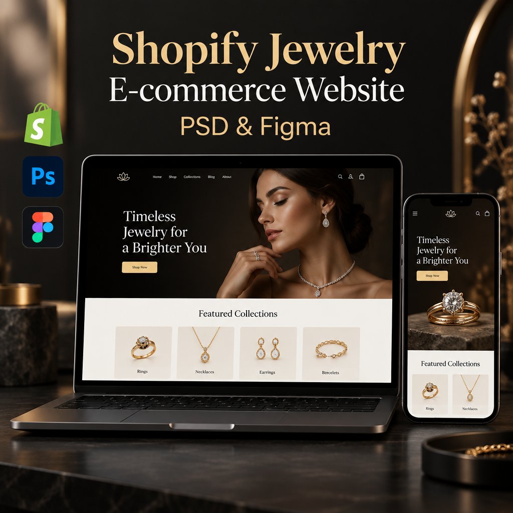 Shopify Jewelry E-commerce Website PSD & Figma — Website Templates preview